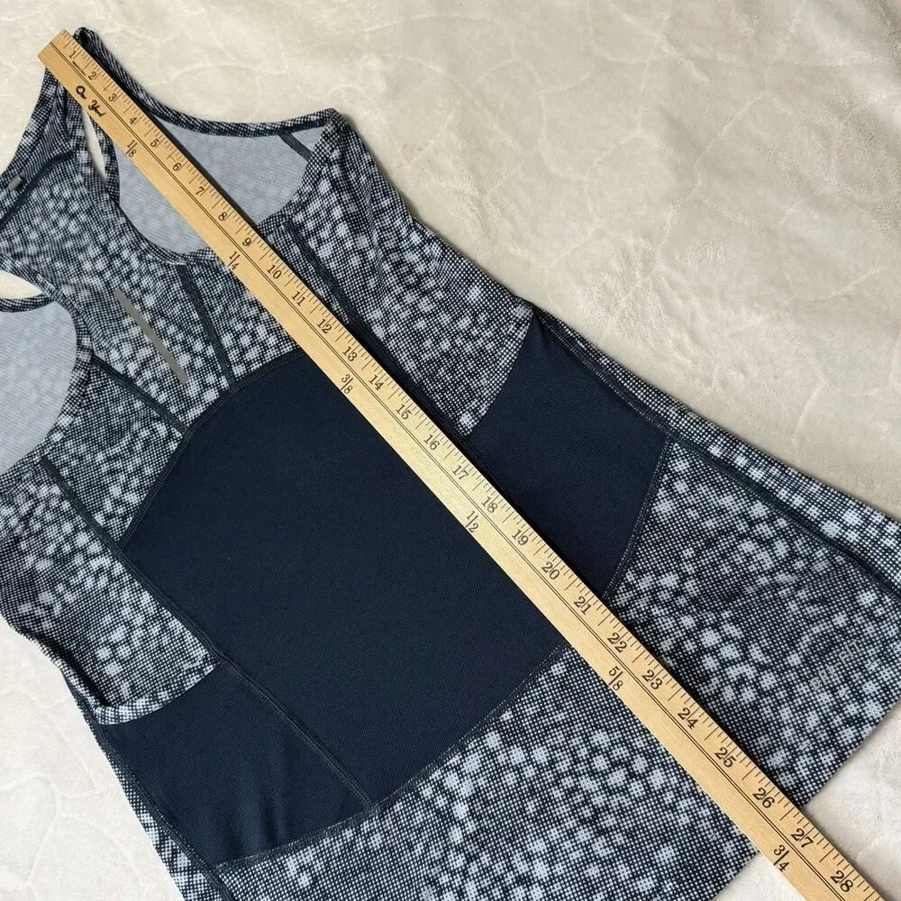 Nike Dri Fit Women's S Racerback Tank Top BLUE‎ Geometric Pockets Cycling Gym